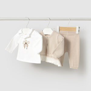 Conjunto tres piezas tricot piedra de bebé