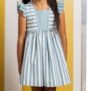 Vestido infantil verde rayas catalina de medicis