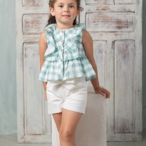 Conjunto infantil verde vichy marquesa de pompadour