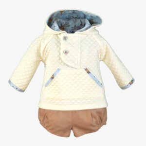 Conjunto pantalon corto con sudadera camel