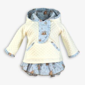 Conjunto falda con sudadera beige-azul