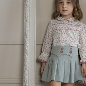 Conjunto infantil falda y blusa verde agua
