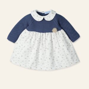 Vestido combinado punto y tela noche