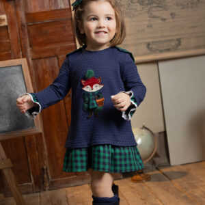 Vestido vuelo marino con cuadros verde