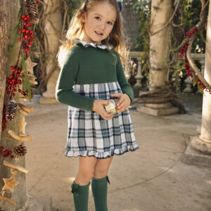 Vestido punto-cuadros verde