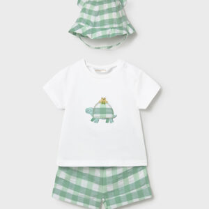 Conjunto pantalon corto cuadros verde