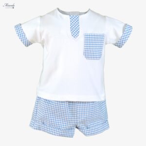 Conjunto cuadro vichy azul con camiseta
