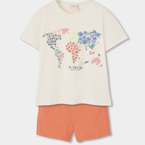 Conjunto de pantalón corto estampado viaje niña